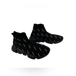 BALENCIAGA Authentic,All Over Logo Speed Trainer High Top Sock Sneakers. Size43